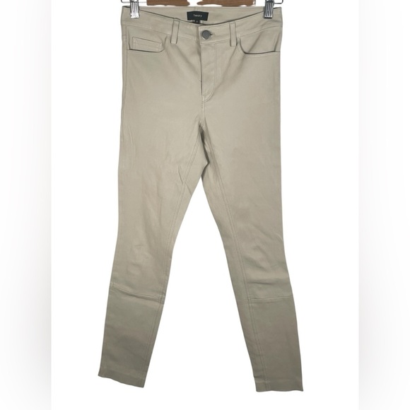Theory Cream Skinny Lamb Leather Pants Jeans Sz 00 - Picture 2 of 9